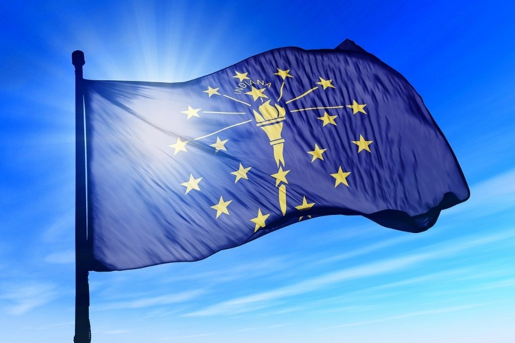 Indiana (USA) flag waving in the wind, concept of Indiana detox.